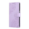 For Samsung Galaxy A35 5G Rose Flower Embossed 3-Card Slots Leather Phone Case(Purple)