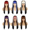 Color Bleaching And Dyeing Double Sideburns With Bangs Long Straight Hip-Hop Wig(Rice White Bleaching Black)