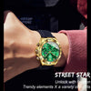 OLEVS 2875 Men Multifunctional Sports Chronograph Waterproof Quartz Watch(Green + Gold)