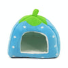 Foldable Strawberry Pet Bed (Blue, Medium) - Cat & Small Dog House