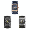 Ochstin 7237 Business Leather Wrist Wrist Waterproof Luminous Skeleton Mechanical Watch(Rose Gold+Blue)