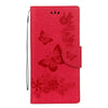 For Galaxy Note 8 Pressed Flowers Butterfly Pattern Horizontal Flip Leather Case with Holder & Card Slots & Wallet & Lanyard (Red)