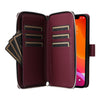 For iPhone 12 / 12 Pro Nine-card Slots Zipper Wallet Bag Leather Phone Case(Wine Red)