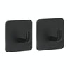 2pcs Stainless Steel Hooks Kitchen Bathroom Storage Behind Door Hooks With Adhesive, Style: Square Black