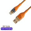 2pcs 2.4A USB to 8 Pin Transparent Fast Charging Data Cable, Length: 1m(Orange)
