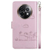 For Realme 13+ Global Cute Cats RFID Leather Phone Case(Rose Gold)