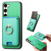 For Samsung Galaxy S24 FE 5G Retro Cross Leather Ring Vertical Insert Card Bag MagSafe Phone Case(Green)