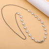Mask Anti-Lost Hanging Chain Round Handmade Pearl Multi-Purpose Sweater Chain Glasses Chain(Silver)