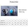 Europe and America Style Retro Gemstone Turquoise Men Titanium Steel Ring, Size: 11, Diameter: 20.7mm, Perimeter: 65mm(Blue)