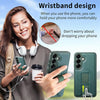 For Samsung Galaxy S25 5G CaseNeo Finger Grip Strap MagSafe Leather Phone Case(Green)