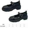 Small Leather Shoes Female Students With Skirt Thick Bottom Buckle Spring and Autumn Single Shoes, Size: 40(Black Bright Light)