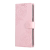 For Samsung Galaxy A13 4G / 5G Rose Flower Embossed 3-Card Slots Leather Phone Case(Pink)