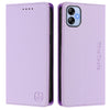 For Samsung Galaxy A04e 4G / F04 RC01 Dual-Folded Magnetic Suction RFID Leather Phone Case(Light Purple)