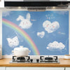 90x30cm Small Kitchen Stove Tile Oil Smoke Stickers  Waterproof And Anti Oil Stain Cartoon Wallpaper, Style: Clouds Emoticon