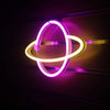 LED Planet Neon Light Bedroom Universe Shape Decoration Night Light(Warm White + Pink Light)