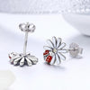 Sterling Silver Ladybug Flower Earrings Drop Oil Diamond Earrings Female Earrings