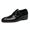 Crocodile Pattern Business Flat Bottom Leather Formal Shoes, Size:47(Black)