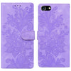 For iPhone 6 Plus / 7 Plus / 8 Plus Lace Floral Embossed Magnetic Buckle Leather Phone Case(Purple)