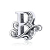BSC030 26 Letters DIY Bracelet Beaded Accessories Zircon Silver Beads, Style: B