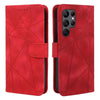 For Samsung Galaxy S25 Ultra 5G Skin Feel Geometric Lines Leather Phone Case(Red)