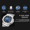 BINBOND B1885 30m Waterproof Retro Luminous Square Men Quartz Watch, Color: White Steel-Black