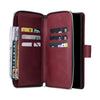 For Samsung Galaxy S25 Ultra 5G 9-Card Slots Zipper Wallet Bag Leather Phone Case(Wine Red)