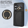 For Samsung Galaxy S25+ 5G Ring Holder Card Bag Skin Feel Phone Case(Black)