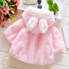 Female Baby Cartoon Rabbit Ears Shape Hooded Imitation Rabbit Fur Shawl Coat, Kid Size:80cm/8(Pink)