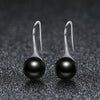 Women Sterling Silver Earrings Temperament Shell Beads Pearl Earrings, Color:Black