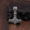 Mjolnir Pendant Viking Protective Talisman Hammer Necklace(Silver Pendant with Metal Chain)