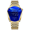 BINBOND Locomotive Concept Touch Screen Steel Belt Watch Men Live Black Technology Watch(Full Gold Blue)