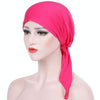 Curved Two Tail Wrap Cap Turban Hat, Size:M (56-58cm)(Rose Red)