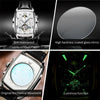 OLEVS 6675 Men Multifunctional Moon Phase Tourbillon Mechanical Watch(White + Silver)