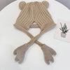 Children Cartoon Frog Woolen Hat Warm Knitted Hat Bomber Hat, Size: For 1-3 Years Old(Pink)