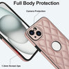 For iPhone 13 Rhombic Leather Back Cover Phone Case(Rose Gold)