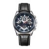WeiYaQi 89032 Fashion Quartz Movement Wrist Watch with Leather Band(Black + Dark Blue)