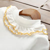 Spring Girls Solid Color Lace Round Neck Bottoming Shirt Children Clothing, Height:100cm(White)