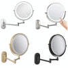 8 Inch Wall-Mounted Double-Sided Makeup Mirror LED Three-Tone Light Bathroom Mirror, Colour: Battery Models Black(Triple Magnification)