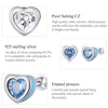 S925 Sterling Silver Heart Zircon Ear Stud Women Earrings(Red)
