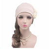 Flower Wrinkled Pull-over Confinement Chemotherapy Cap, Size:One  Size(Beige)