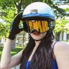 SOMAN Motorcycle Half Helmet Adjustable Helmet With Inner Mirror, Size: M(Cement Gray)