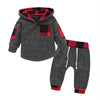 Hoodies Toddler Plaid Hooded Tops Long Pants Kids Set, Kid Size:90cm(Dark Grey)