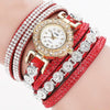 Small Dial Diamond-plated Winding Bracelet Quartz Watch(Red)