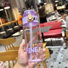 Student Portable Bouncing Straw Large Capacity Drop Resistant Plastic Cups, Style: 650ml Purple