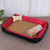 Cosy Dog Cat Bed XXS (45x30x15cm) with Rattan Mat & Blanket - Black Red