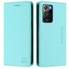 For Samsung Galaxy Note20 Ultra RC01 Dual-Folded Magnetic Suction RFID Leather Phone Case(Mint Green)