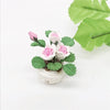 1:12 Mini House Toy Pocket Ornaments Simulation Potted Plant Rose(Pink and White)