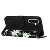 For Samsung Galaxy A36 Floral Pattern Leather Phone Case with Lanyard(Black)