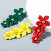 1 Pair Multilayer Flower Earrings Alloy Paint Long Earrings(Yellow)