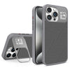 For iPhone 15 Pro Max Folding Holder Carbon Fiber MagSafe Phone Case(Grey)